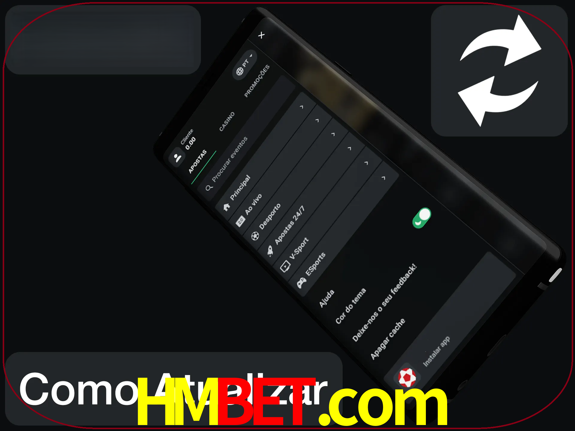 O aplicativo é atualizado automaticamente quando você faz o login.