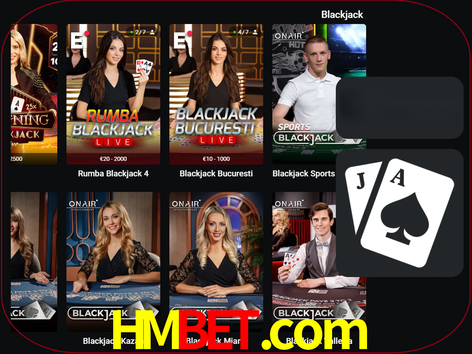 Escolha uma mesa completa de jogadores de blackjack.